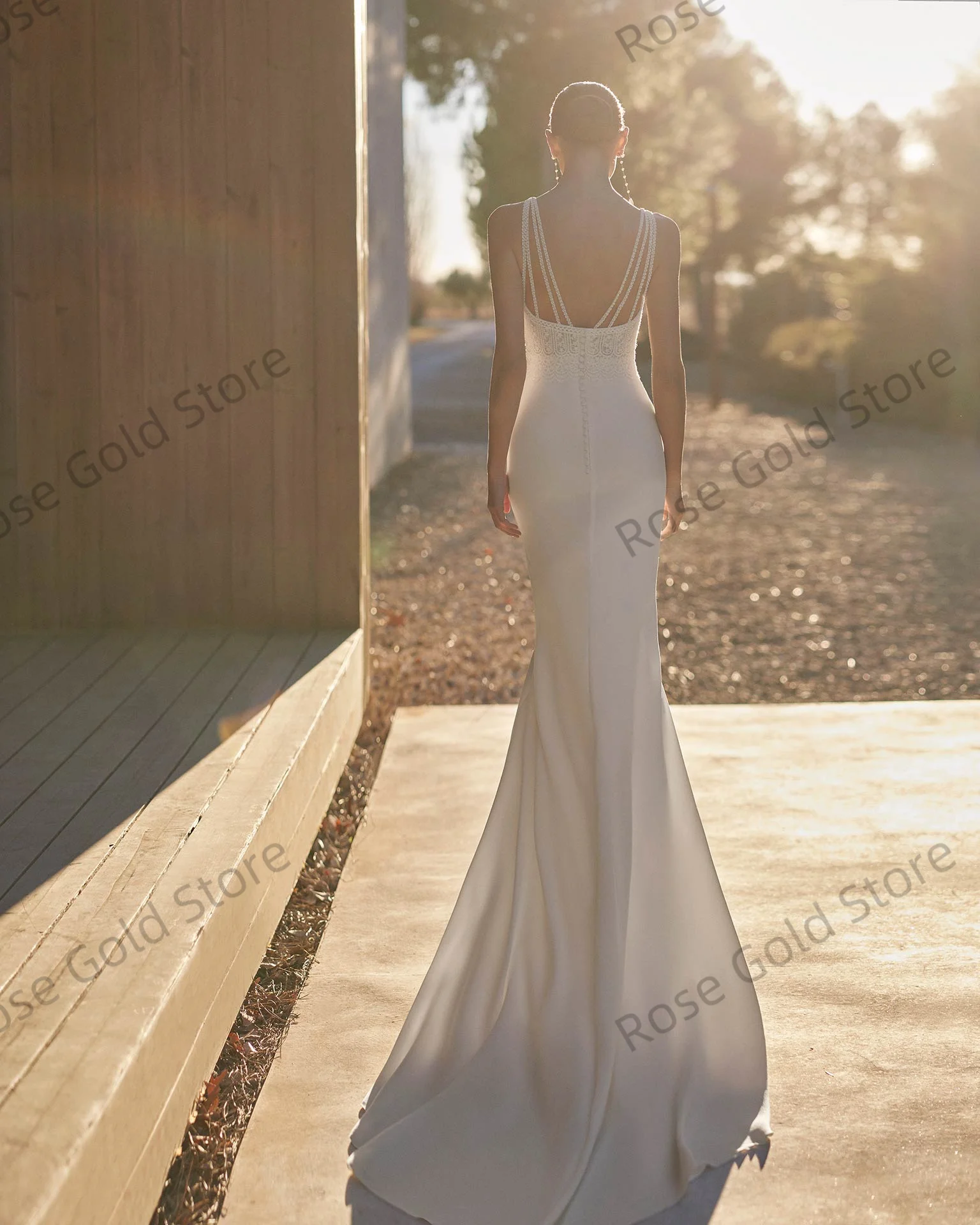 Charmante Robe De mariée sirène blanche, col rond, sans manches, longue, personnalisée, élégante, avec des Appliques en dentelle