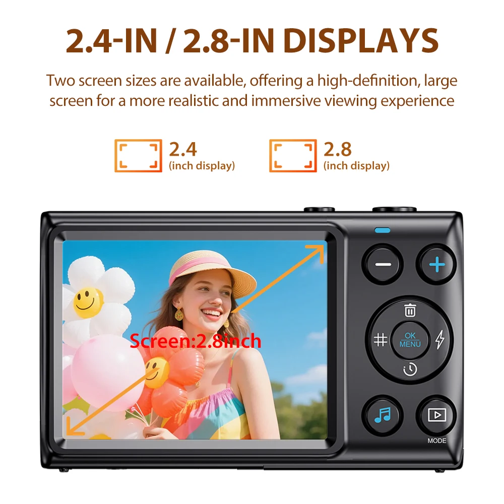 

Портативная 4K 64MP камера с автофокусом и подсветкой, цифровая камера с экраном 2.8 дюйма для детей, подростков, взрослых и начинающих.