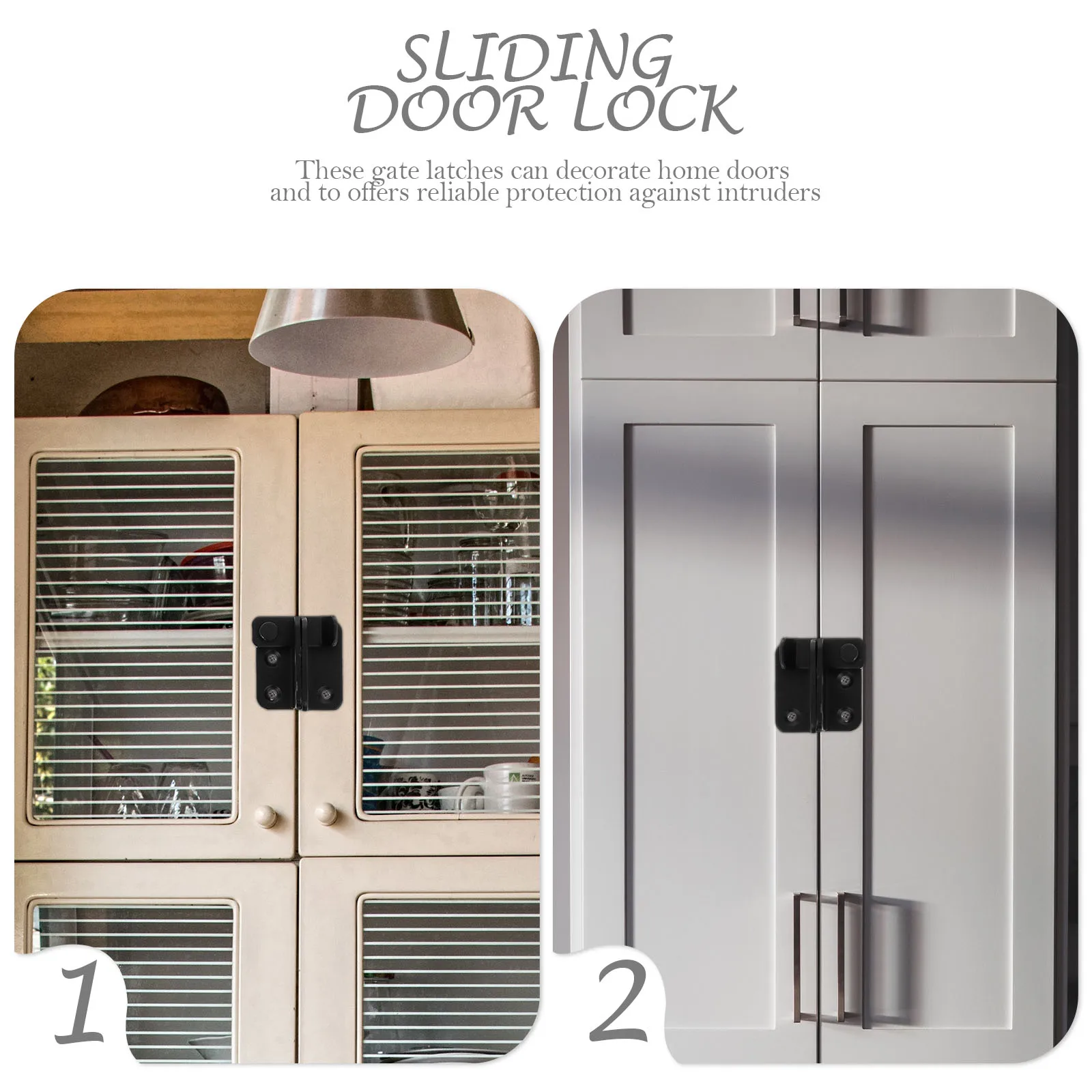 

2pcs Anti-theft Steel Black Latch Sliding Door Lock Wood Gate Lock Sliding Gate Latch Barn Wood Garage Hardware
