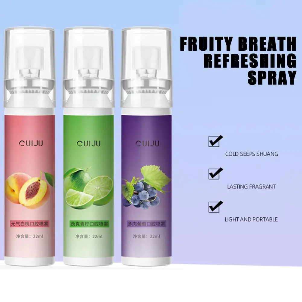 Fruttato respiro uva pesca deodorante Spray alitosi odore trattamento liquido 22ml cura rinfrescante bocca Spray Freshene T0S5