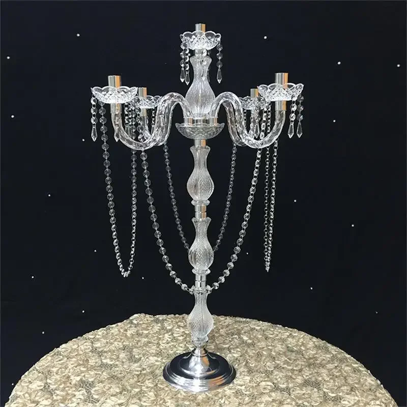 Five-head transparent acrylic candlestick lamp wedding road guide decoration romantic candlestick holder