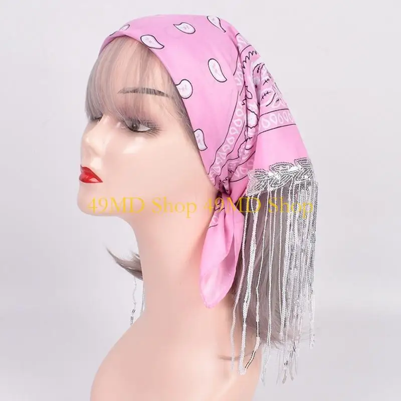 

49MD Cowgirl Bachelorette Bandanas Cowgirl Bandanas Sequin Neckerchief Bandanas