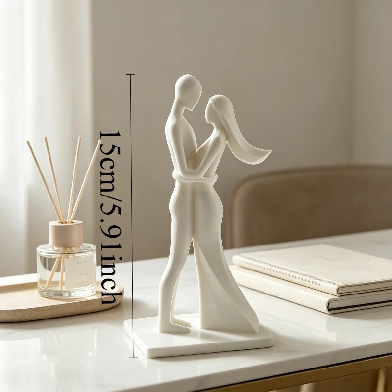 Romantic Couple Hug Sculpture, 3D Printed Love Statue, Plastic Figurine for Home/Office Decor, Valentine's & Wedding Gift