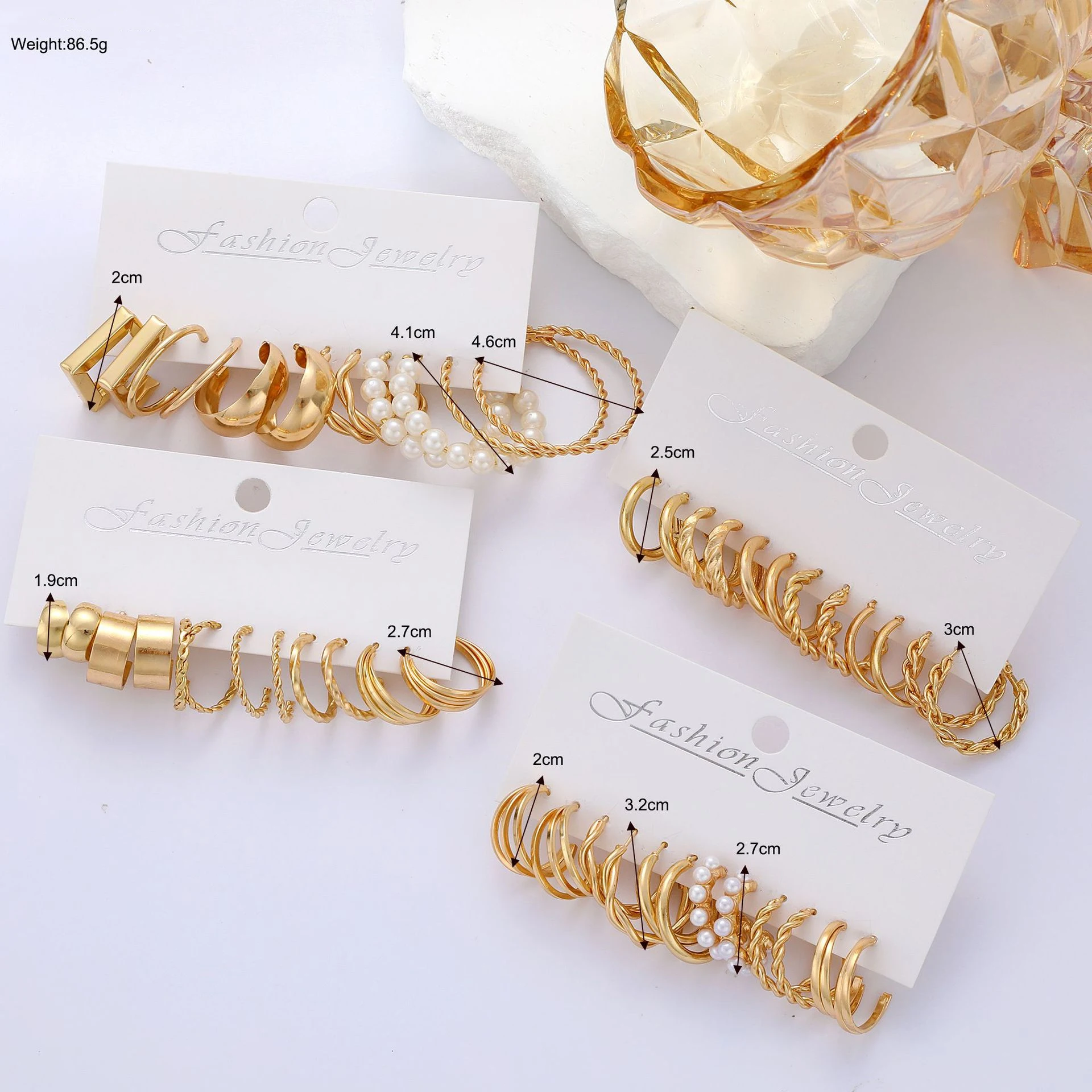 48 Pcs Boho Big Circle Hoop Earring Sets for Women Gold Color Bohemia Vintage Pearl Earring Heart Zircon Ear Studs Jewelry Gifts