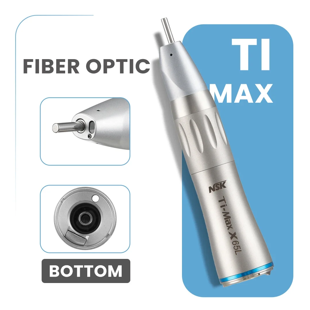 NSK Ti-MAX X65L Dental 1:1 velocidad de accionamiento pieza de mano recta odontología de fibra óptica pieza de mano de baja velocidad anillo azul apto para Motor tipo E