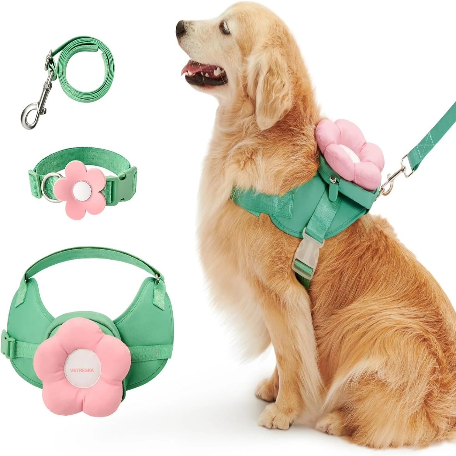 

Stylish, Durable, and Reliable Flora Comfortable Mildred's Dog Vest Harness and Leash Set - Adjustable, Soft Padded for Easy Con