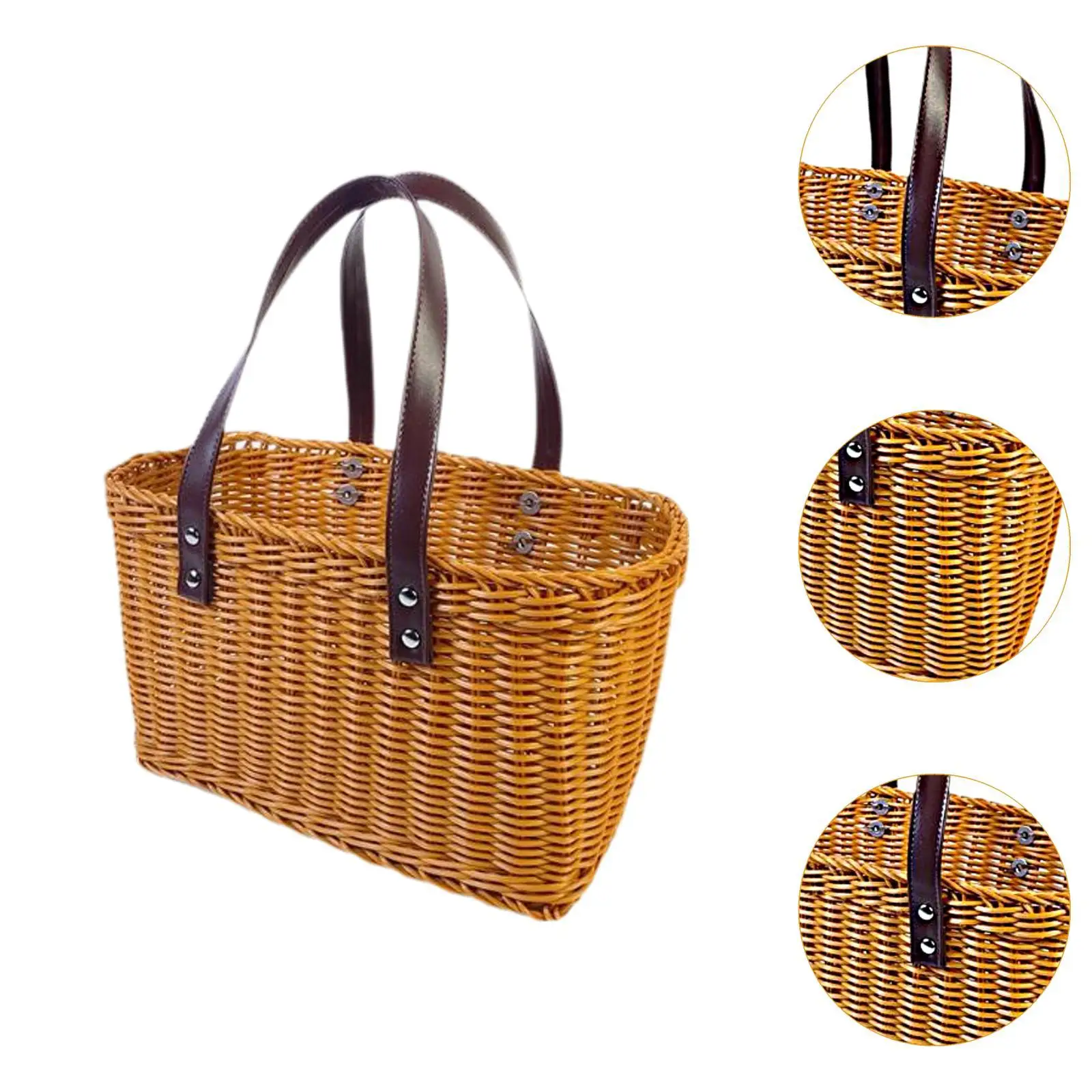 Woven Shopping Basket Portable Market Basket Bag for Outdoor Hiking Travel