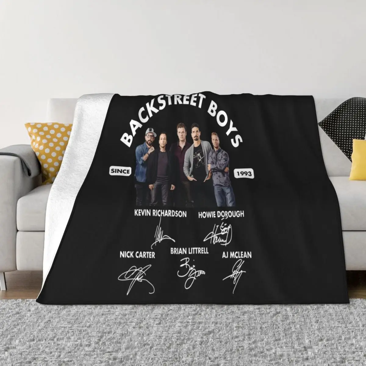 Backstreet Boys Since 1993 Signature Men Women Black T Graphic Letter Cotton New Print Punk Male Selling Funny Throw Blanket