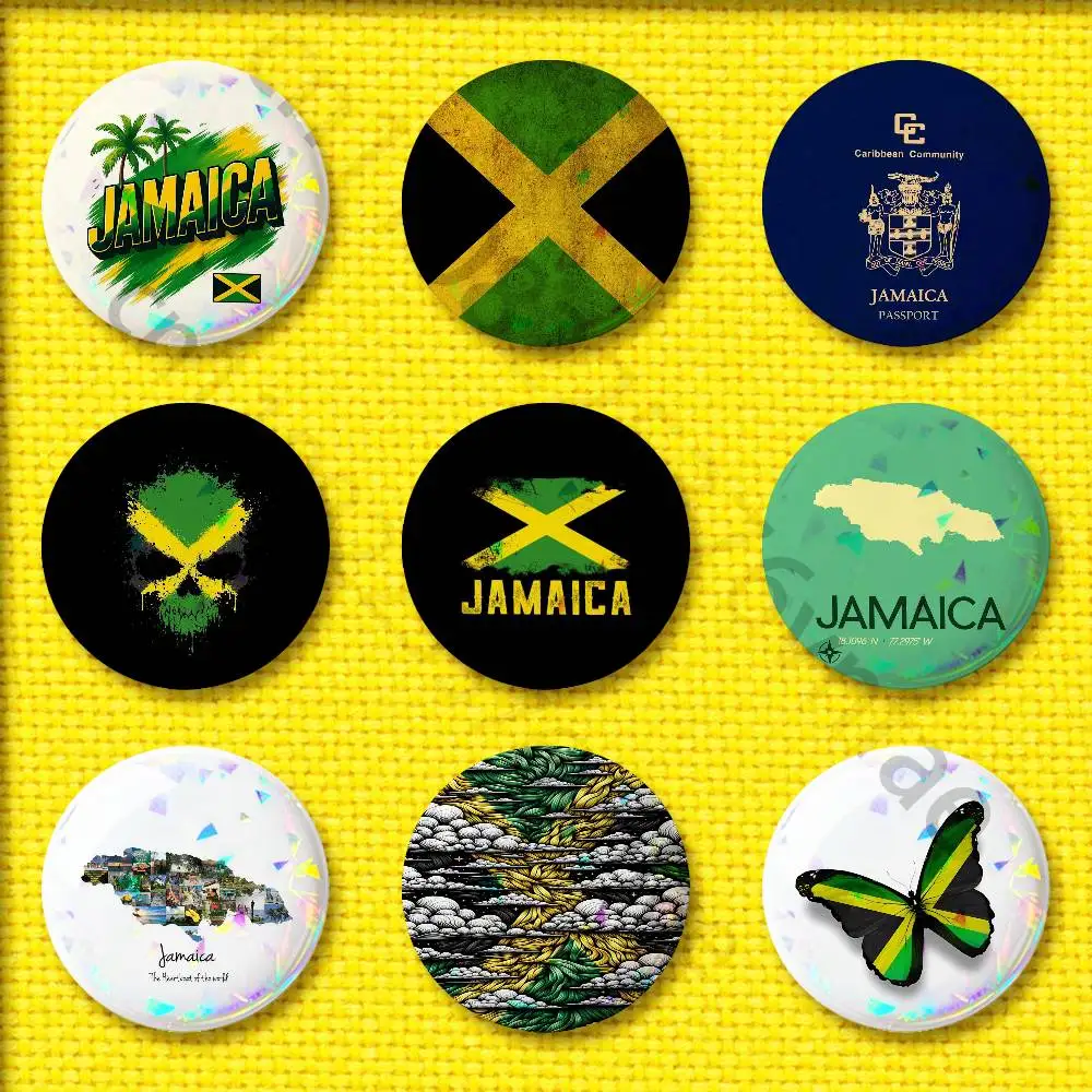 

Jamaica Passport Flag Map Badge For 44mm 25mm 32mm 75mm 58mm Round Pin Brooch Insignia Case Clothes