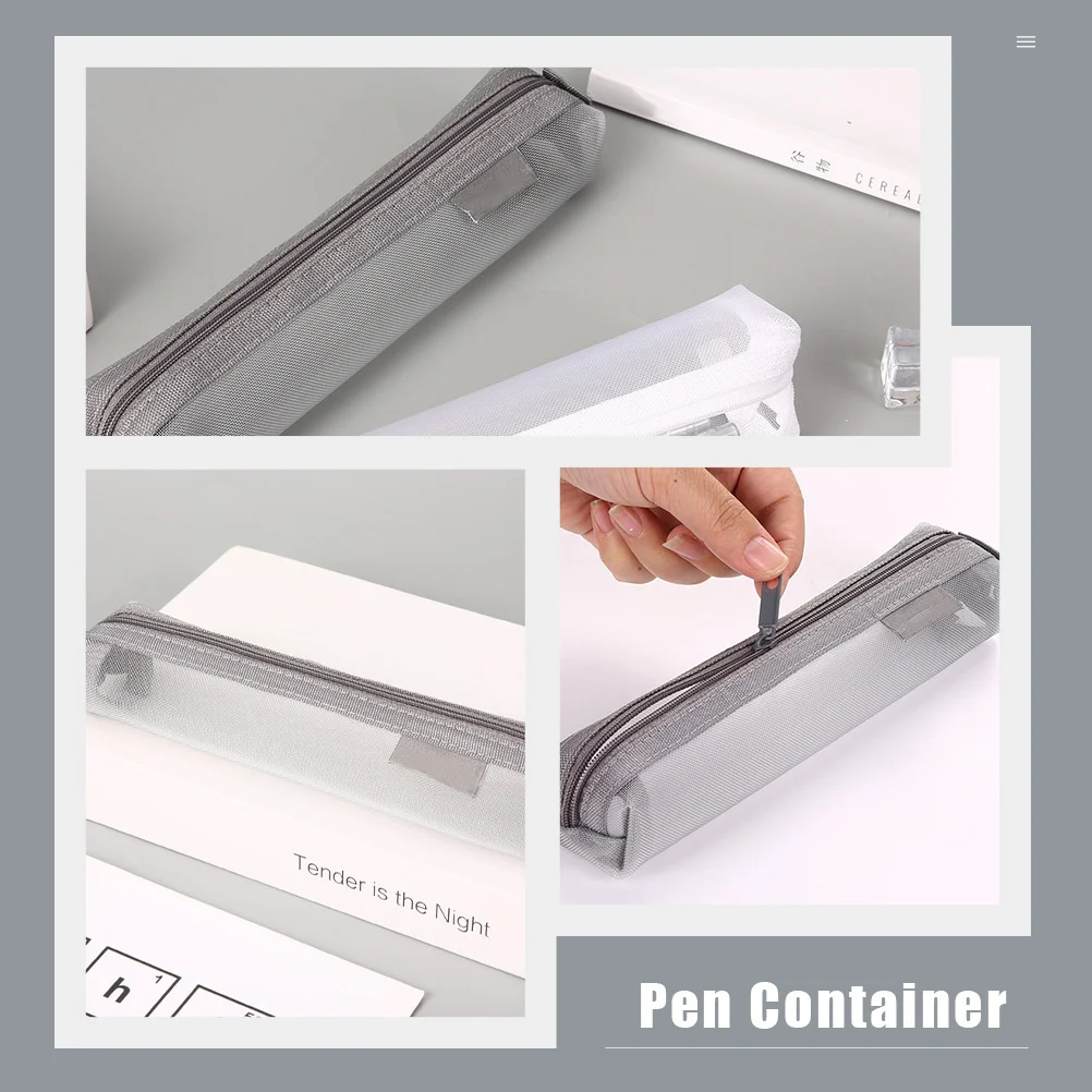 2 قطعة أكياس قلم رصاص الامتحان خفيفة الوزن تصميم شبكي منظم قرطاسية حقيبة أقلام رصاص محمولة بسيطة أنيقة مقاومة للاهتراء #6