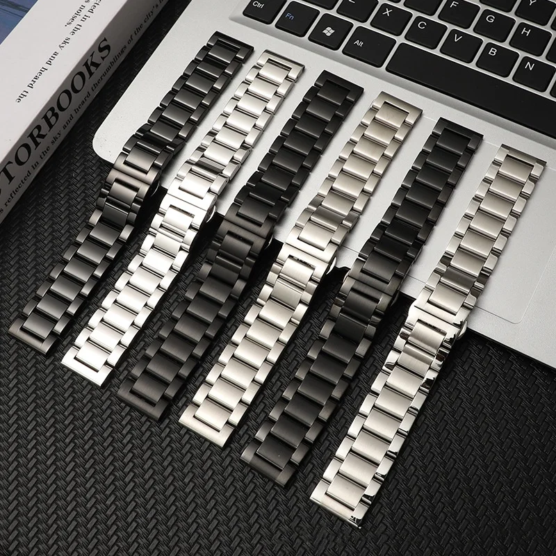 

20mm 22mm 316L Solid Stainless Steel Watch Strap Metal Butterfly Buckle Band for Women Men Universal Waterproof Watch Bracelet