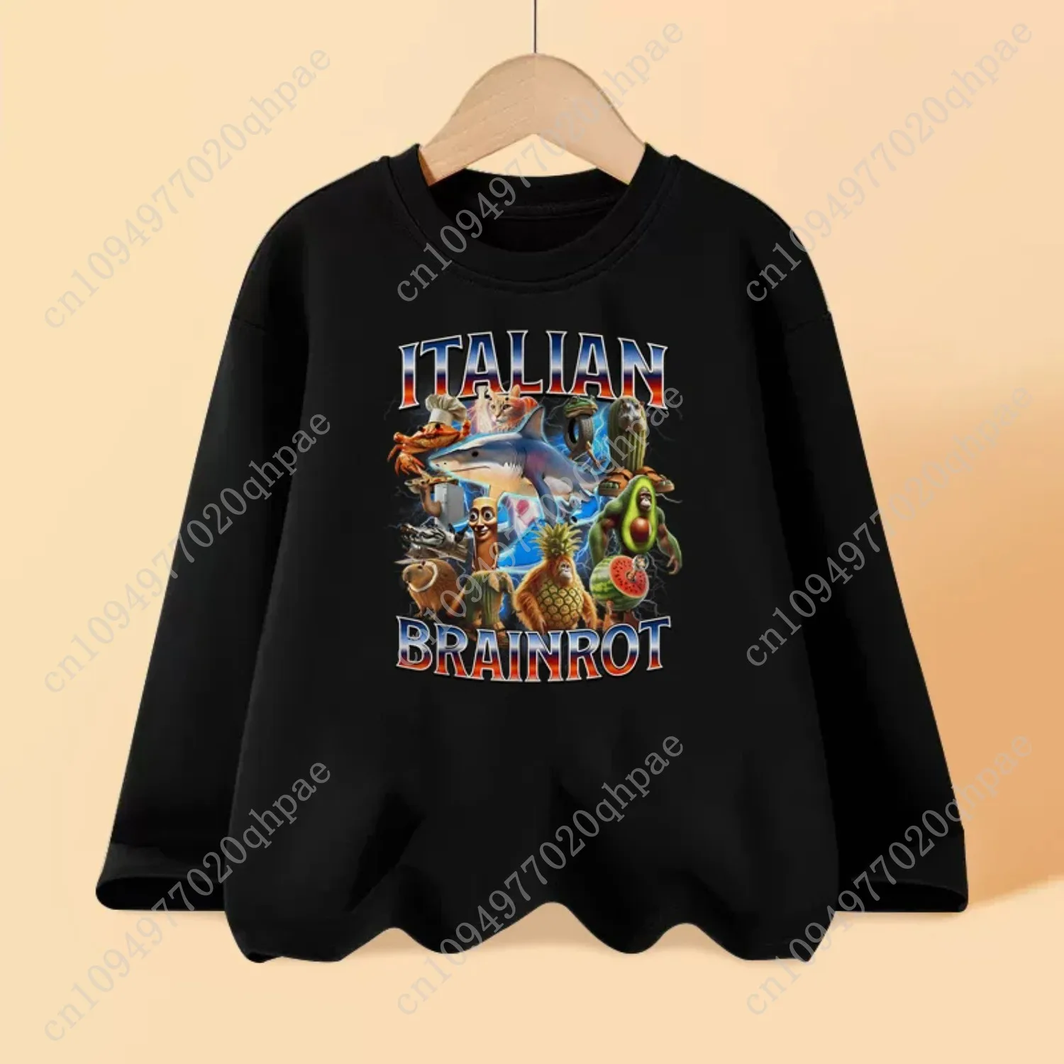 الإيطالية Brainrot طويلة الأكمام تي شيرت للأطفال الربيع والخريف القطن قميص للبنين بنات الكرتون القمم 3-14T #2