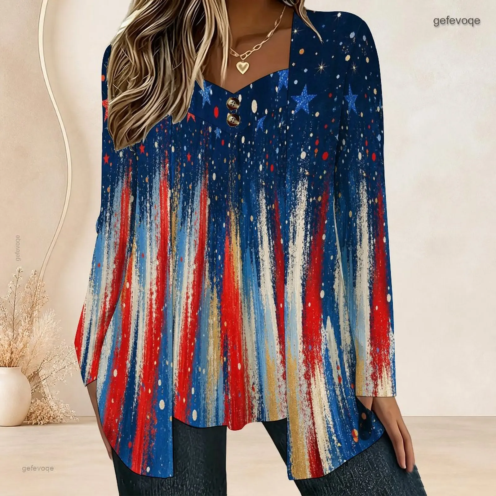 Women Fake Two Piece Long Sleeve Blouse Open Cardigan With Cami Top V Neck Button Detail Pleated Front Loose Tunic Oversize