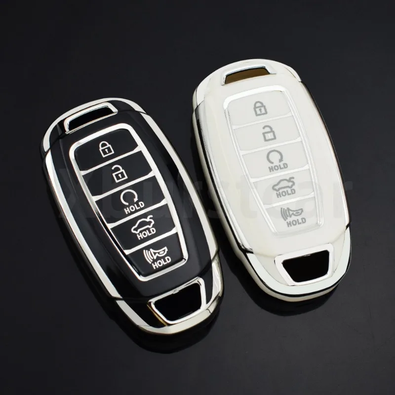 For Hyundai Solaris Sonata Palisade Kona Creta I20 I30 Grandeur Accent Atos IX35 IX25 Elantra 5Buttons Car Key Case Holder Cover