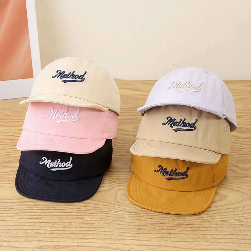 Method American-style bold embroidery quick-dry soft brimmed children's baseball cap with side ventilation mesh for casual sport view 6