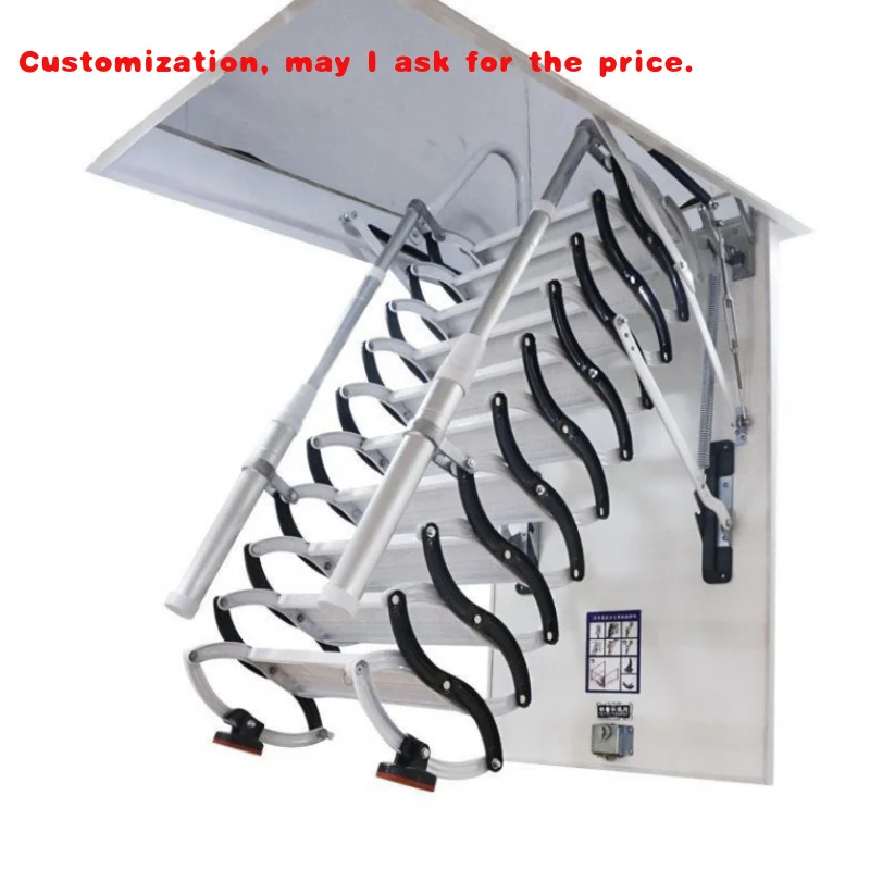 custom.China Cheap Price Portable Folding Stairs Design Telescopic Staircase Curved Stair Side Mounted Top Stairs
