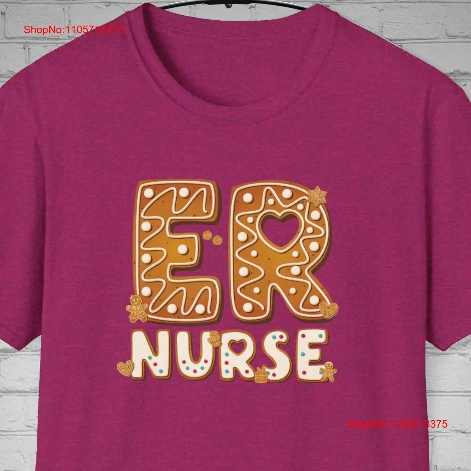 Christmas ER Nurse T shirt Emergency Room tee Gingerbread vintage Washed Top For Everyday Wear Stretched Soft fashion Unisex