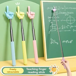 Stainless Steel Teaching Pointer Telescopic Rod Finger Design Teaching Stick Finger Reading Sticks School Office Supplies