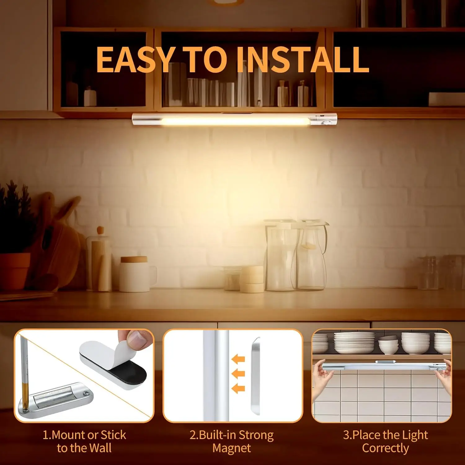 

LED Night Light With Motion Sensor Battery 3000mAh Rechargeable Night Lamp Magnetic For Room Kitchen Under Cabinet Lights