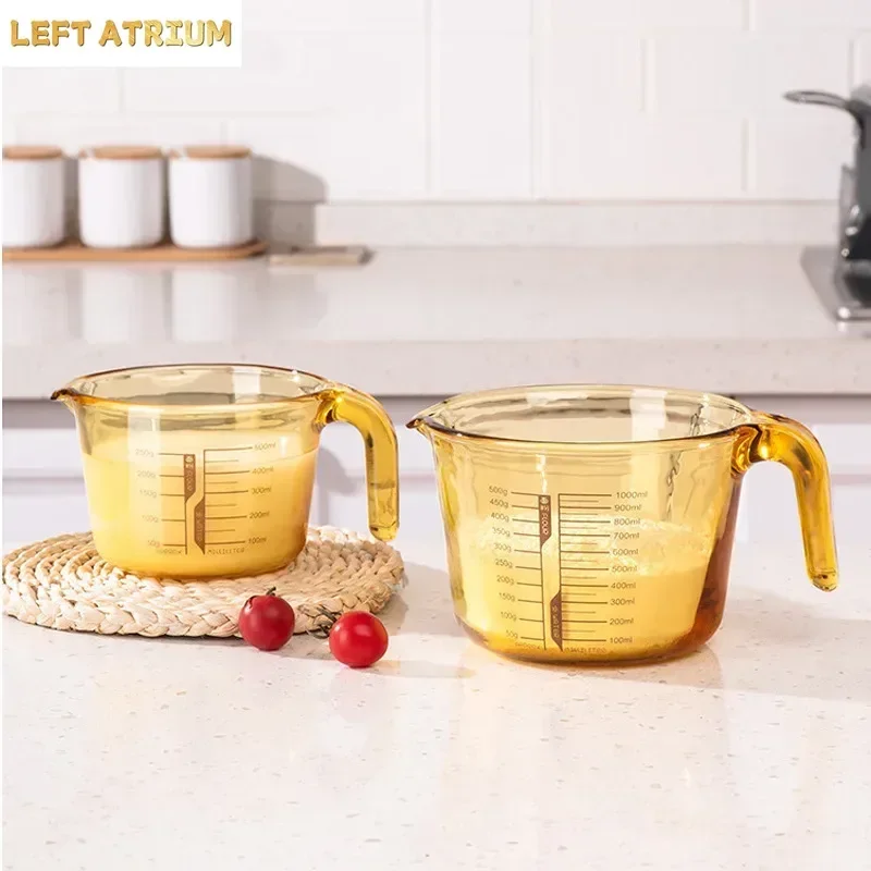 High Temperature Resistant Glass Measuring Scaled Cup, Food Grade Measuring Water Cups, Kitchen Baking Egg Beating Milk Baking