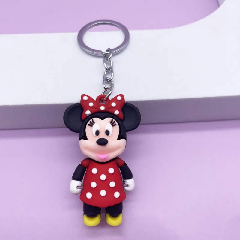 Disney Mickey Mouse Keychain Cute Cartoon Anime Figure Rubber Donald Duck Keyring Birthday Present Classics Mickey Keychain Gift