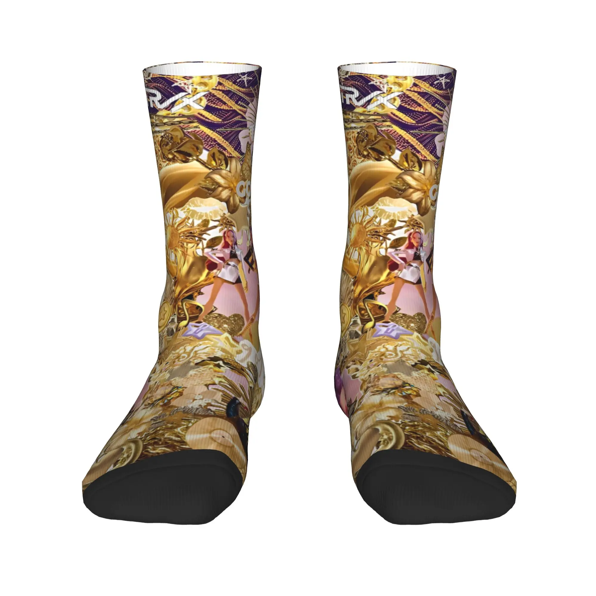 Calzini da uomo KPop Demon Hunters Calze musicali dorate Calzini comodi antiscivolo Calzini da arrampicata stampati divertenti invernali