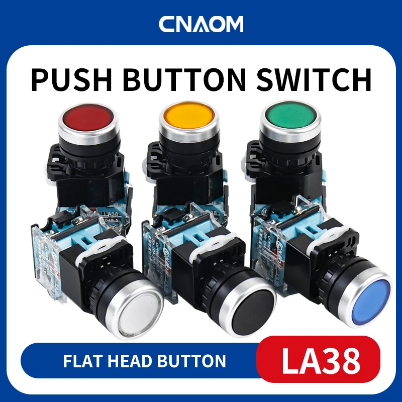 Power Switch Button LA38-11BN LA38-11BNZS Momentary/Latching Push Button Switch 22mm 4Screws