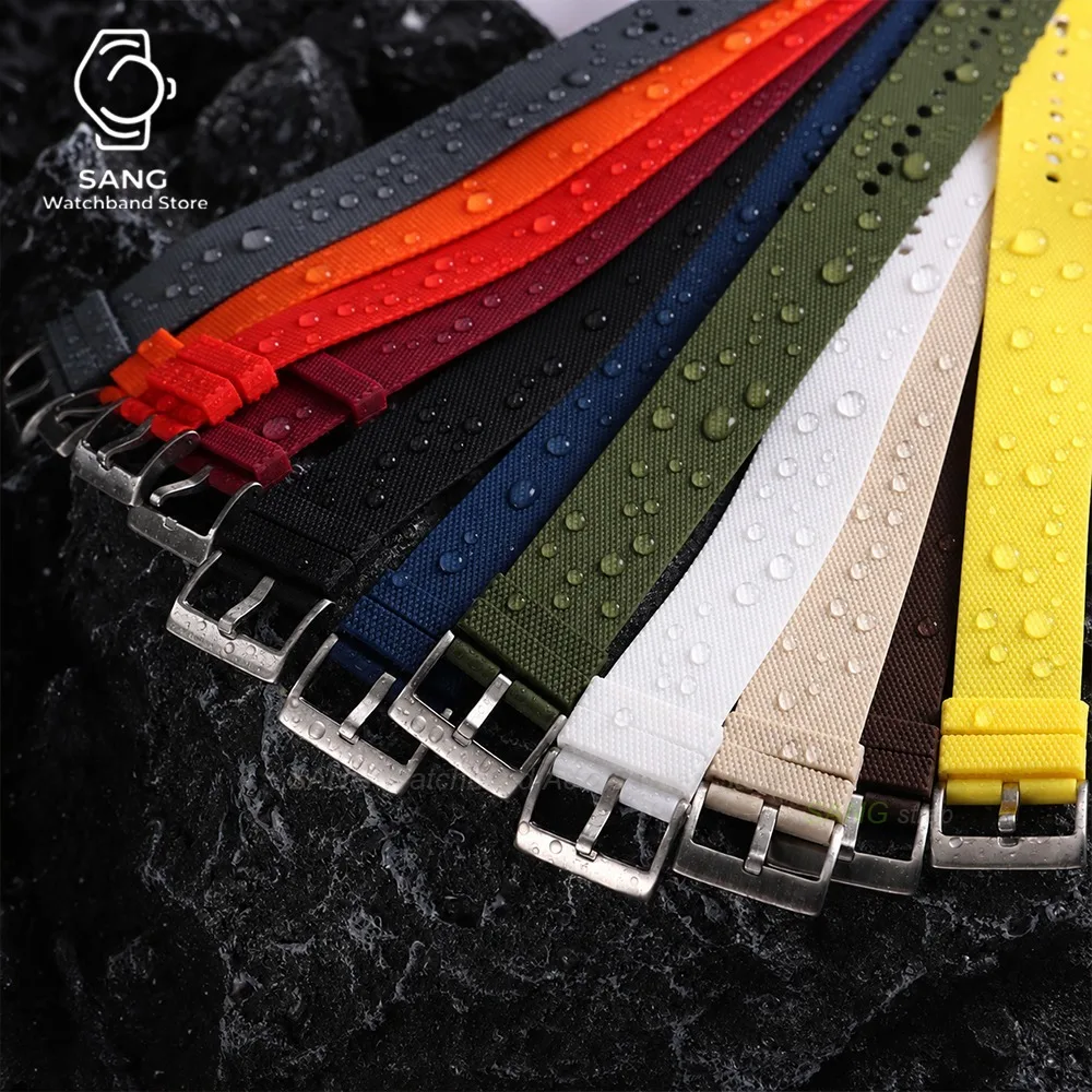 20mm 22mm Universal One Piece Silicone Watch Strap Soft Waterproof Sport Watch Band Fashion Replacement Bracelet Men's Wristband