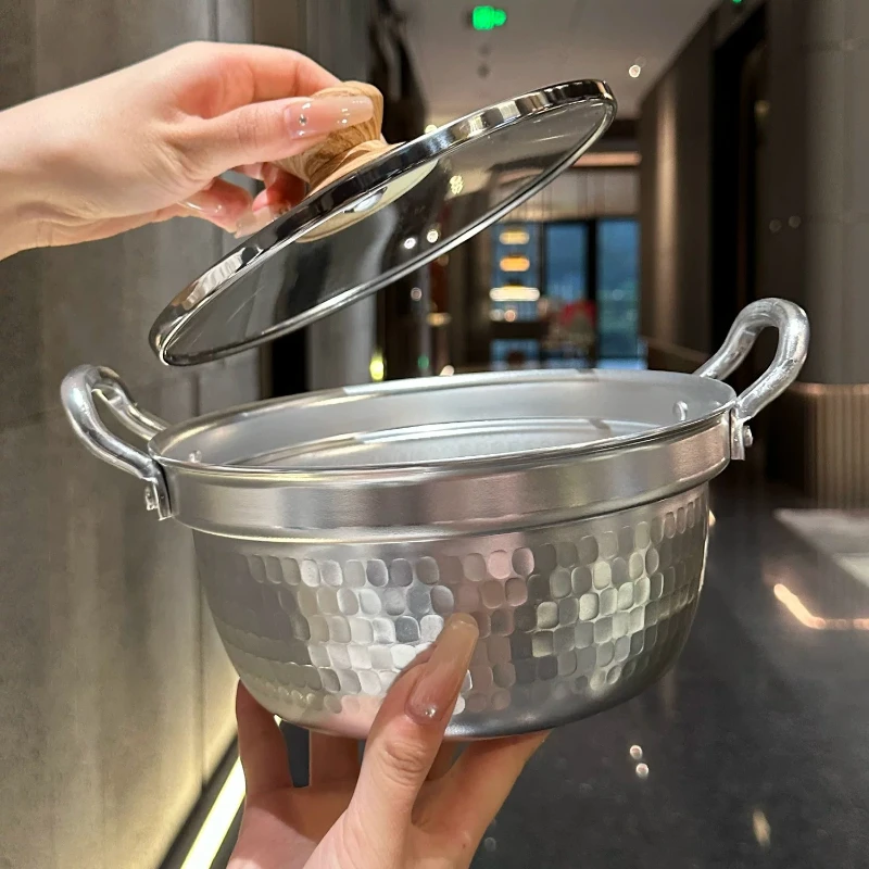 LMM is simple and atmospheric, easy to wash, tabletop small hot pot, ramen, amphora snow flat pot