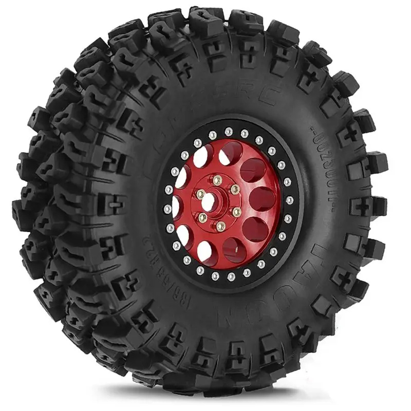 BEDW-4Pcs 136Mm 1.9Inch Metal Beadlock Wheel Rim Rubber Tire Set For 1/8 1/10 RC Crawler Car TRX4 D90 D110 Axial SCX10 C