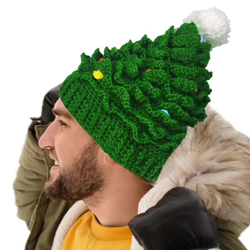 Green Christmas Beanies Winter Hats Santa Hat Christmas Hat Warm Hat Christmas Tree Knit Hat Christmas Costume Accessories