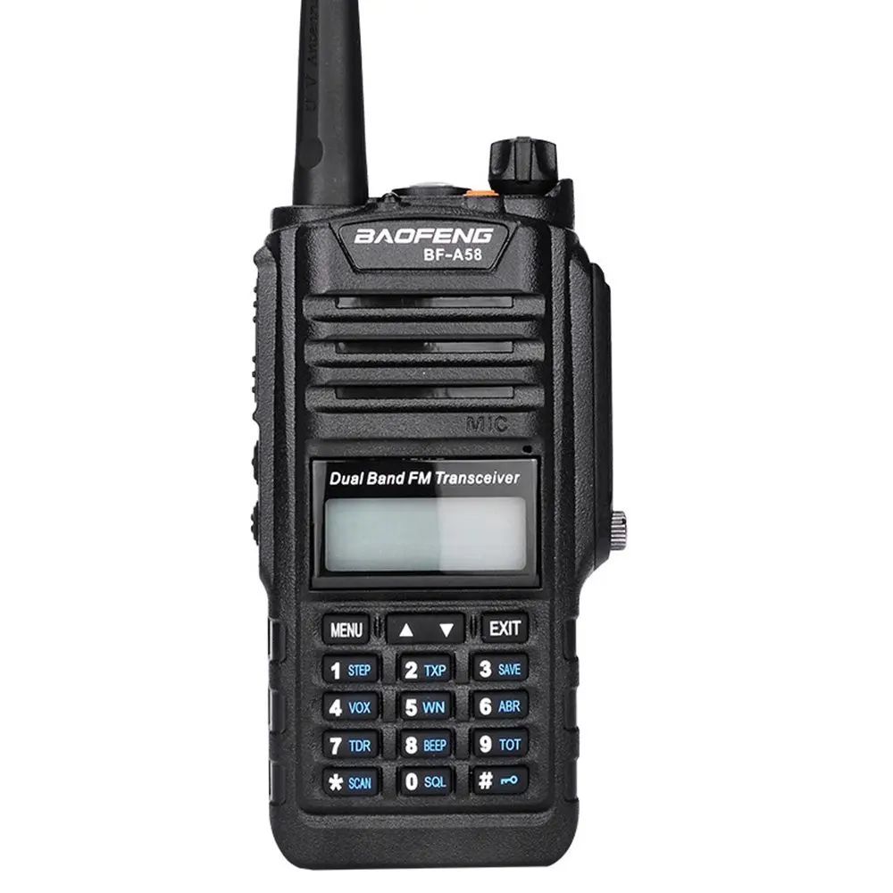 

Baofeng A58 Walkie Talkie Dual Band Waterproof IP67 VHF UHF Screen Keyboard Power LED Flashlight & PTT headset HAM FM Radio