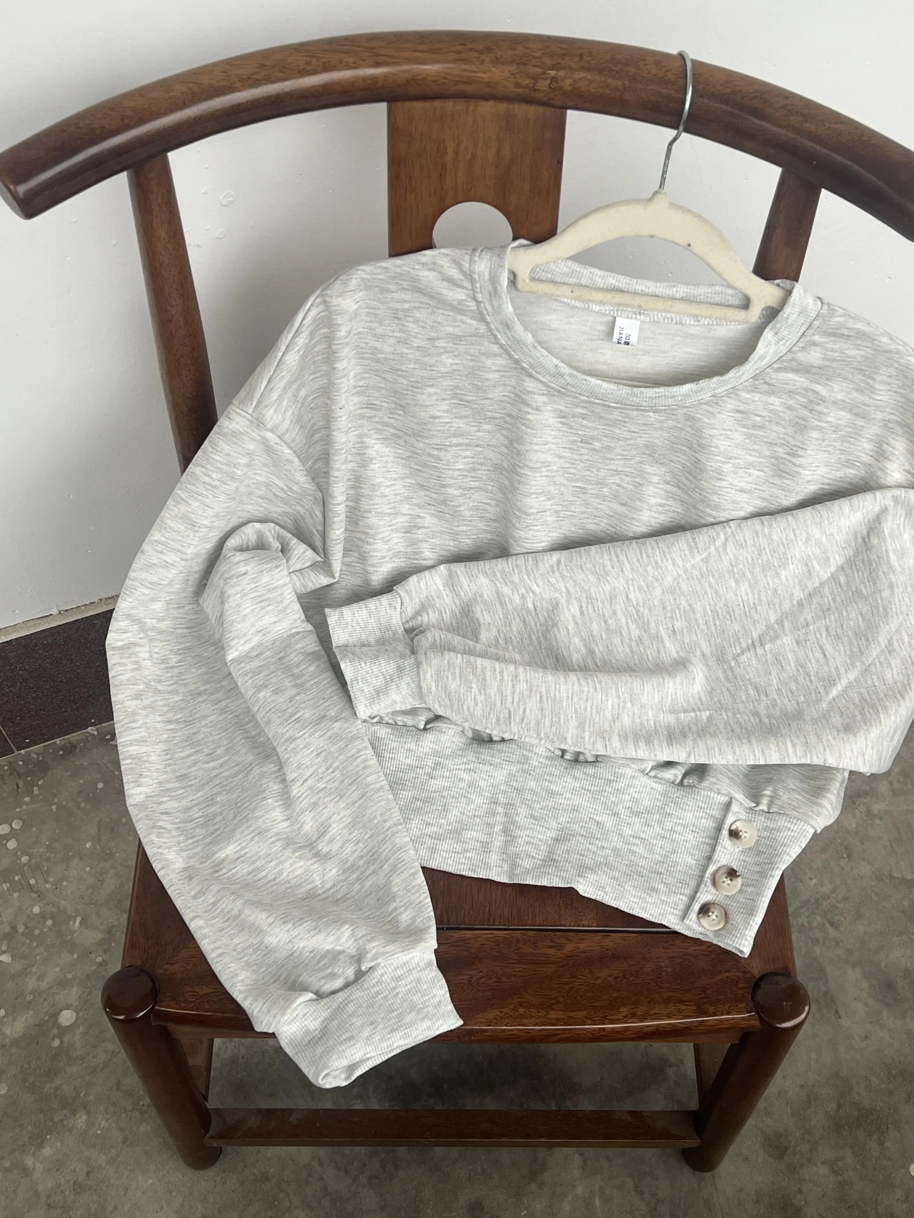 Crop Top Woman Y2K Sweatshirts Youthful Gray Clothes Side Split Irregular Hem Asymmetric Design Modern Fashion Forward Creative