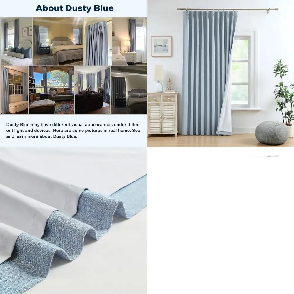 

Французские плиссированные синие шторы с затемняющей подкладкой, длина 90 дюймов, современные затемняющие занавески для спален и гостиных, энергосберегающие.