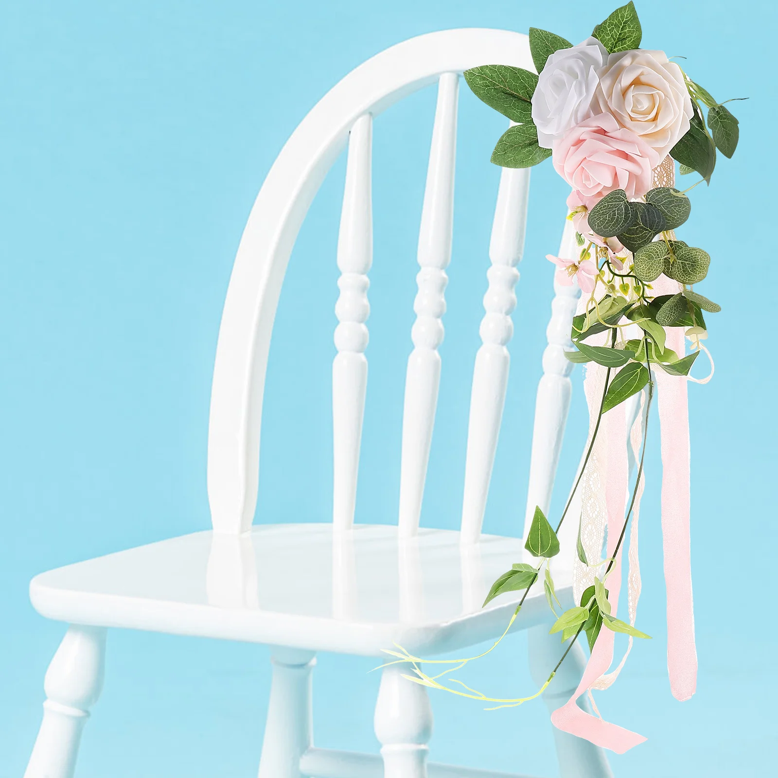 

Wedding Chair Back Flower Artificial Decoration Simulation Flower Decor Perfect for Wedding Ceremony Aisle Church Pew Party