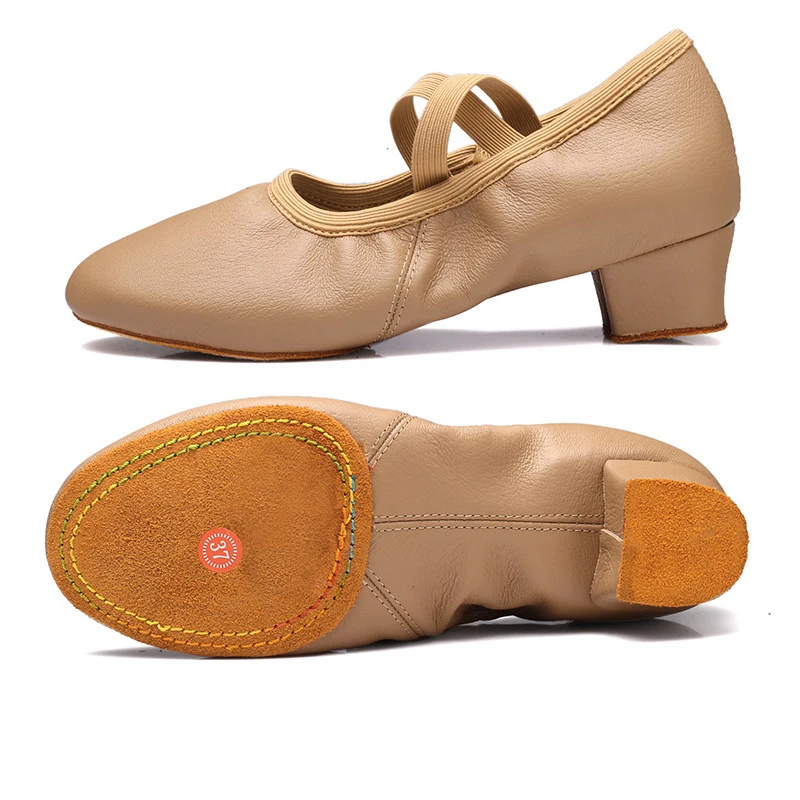 Buty do tańca damskie balerina Jazz Salsa Soft podeszwa 1cm na niskim obcasie dziewczęce pantofle do tańca damskie trampki do tańca latynoskiego