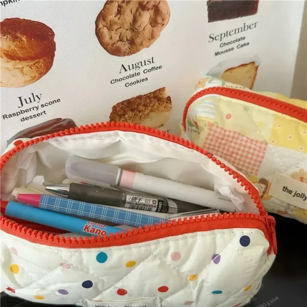 1 stücke Baumwolle Große Kapazität Bleistift Tasche Bunte Dot Stifte Beutel Lagerung Fall Pinsel Halter Geburtstag Geschenk Schule Schreibwaren