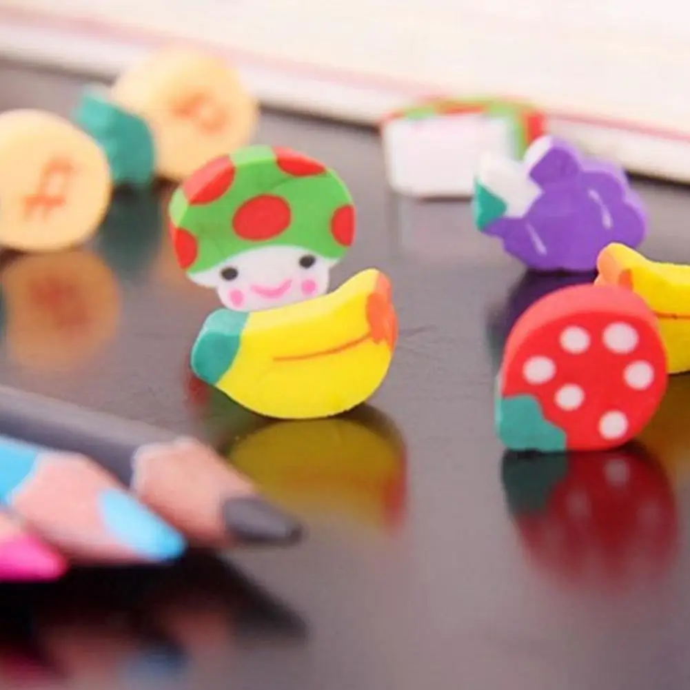 Cute Cartoon Pencil Erasers, Fruit Shape Rubber, Kids School Correction Supplies, Student Gift, Random Color, 10 Pcs, 20 Pcs, 30 Pcs, 50Pcs