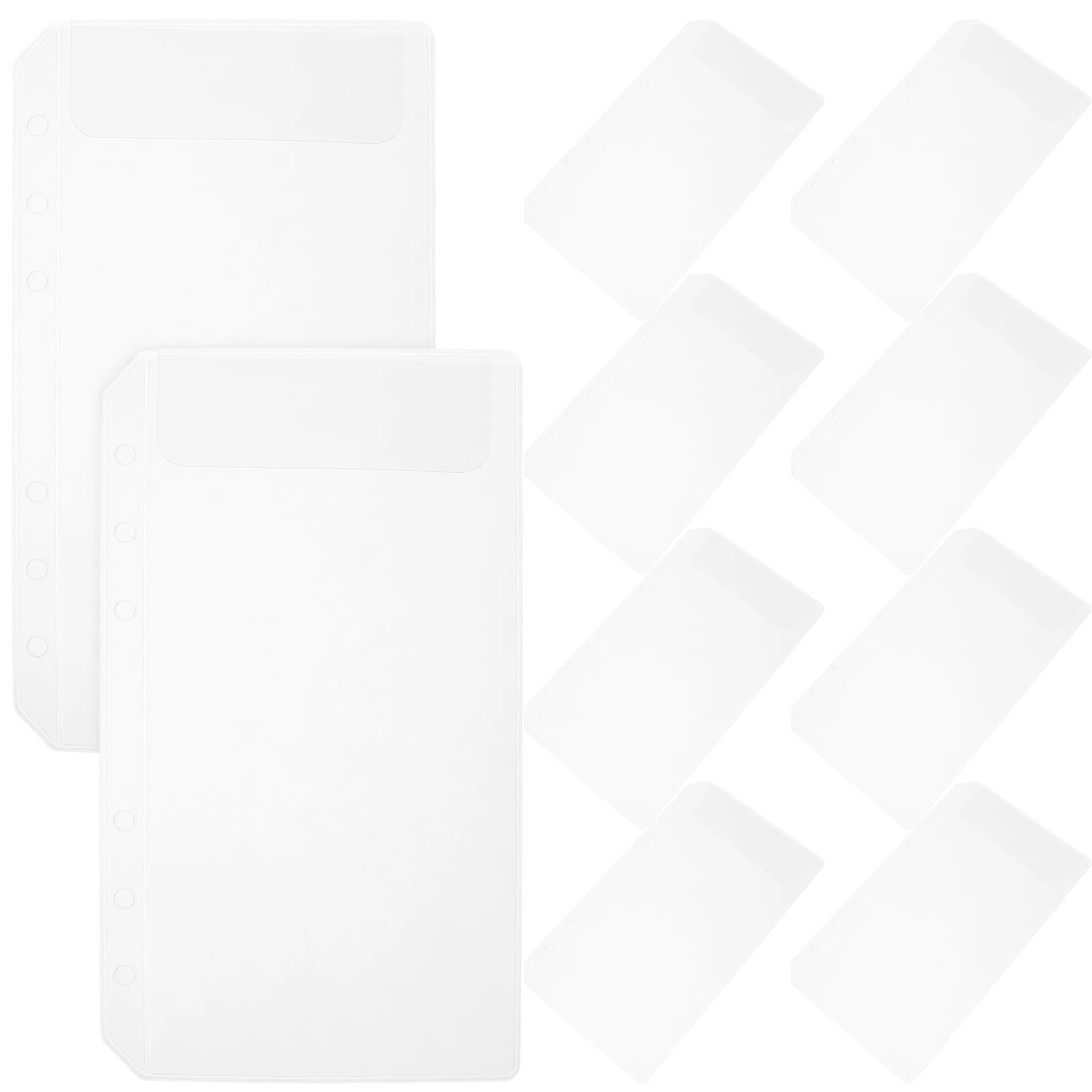 

10pcs Transparent Pvc Bill Storage Bags Waterproof Business File Pocket Double Holes Binder Envelope Budget Organizer