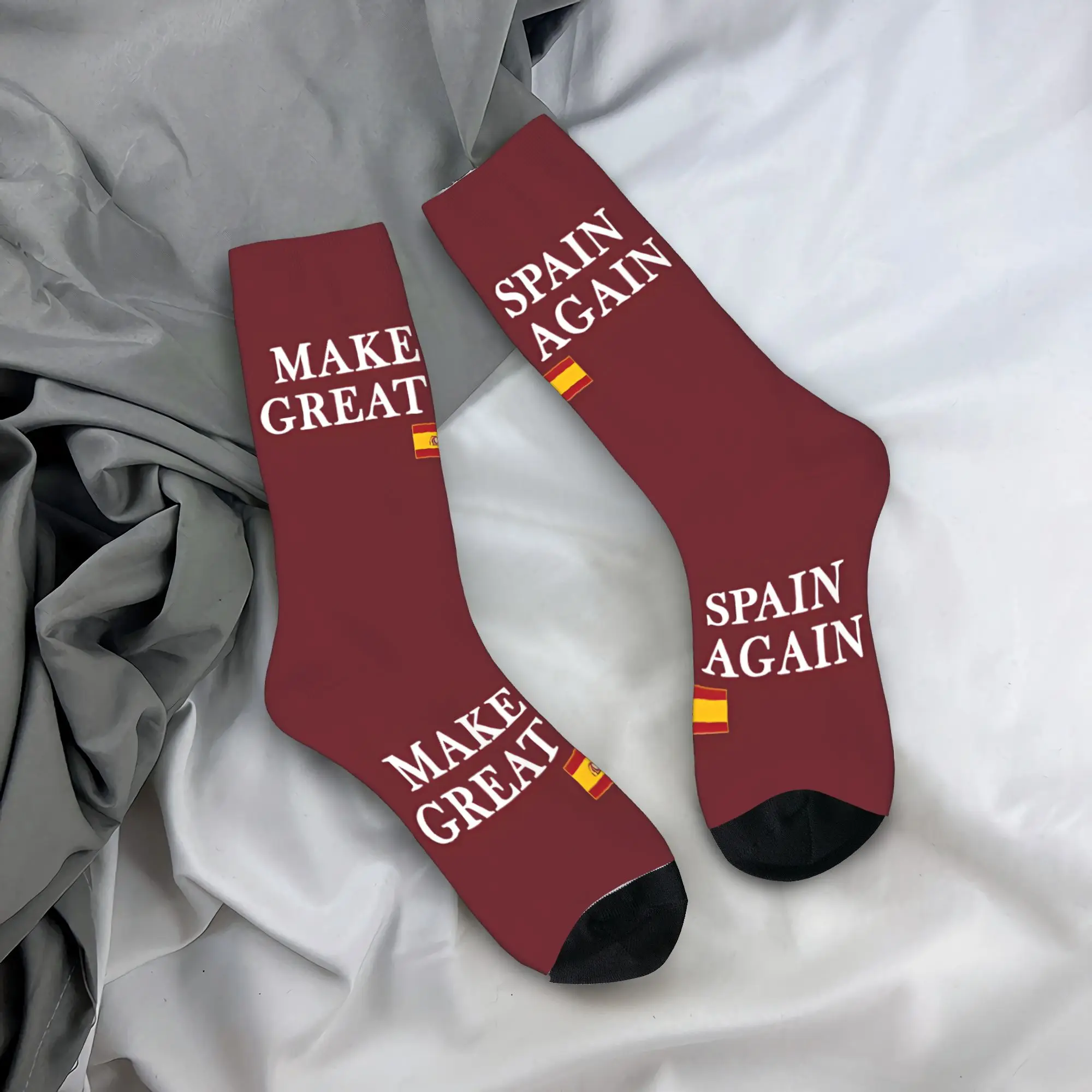 Make Spain Great Again Socks  Non Slip Stockings Couple Soft Breathable Running Socks Winter Funny Pattern Socks