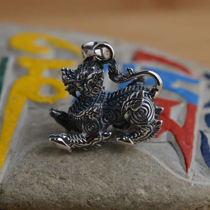 FNJ Animal Qilin Pendant 925 Silver Original Pure S925 Sterling Silver Pendants for Jewelry Making