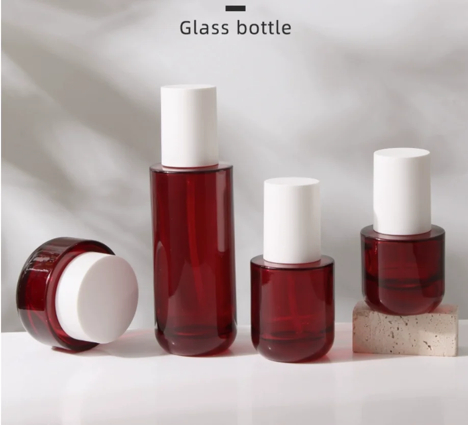 30ml-120ml 白色ガラスボトル 黒色ポンプ セラム/ローション/エマルジョン/ファンデーション/エッセンス 化粧水 スキンケア 化粧品包装