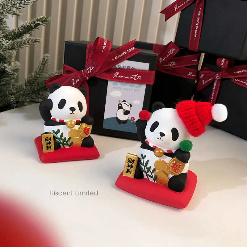 Hand-painted Giant Panda Aromatherapy Diffuser Stone For Car Desktop, Car Decoration Item. Festival And Birthday Gift.