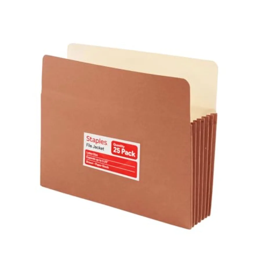 

Reinforced File Pockets Letter Size 3.5‑Inch Expansion Heavy‑Duty Brown Accordion Files for Organization 25/Pack