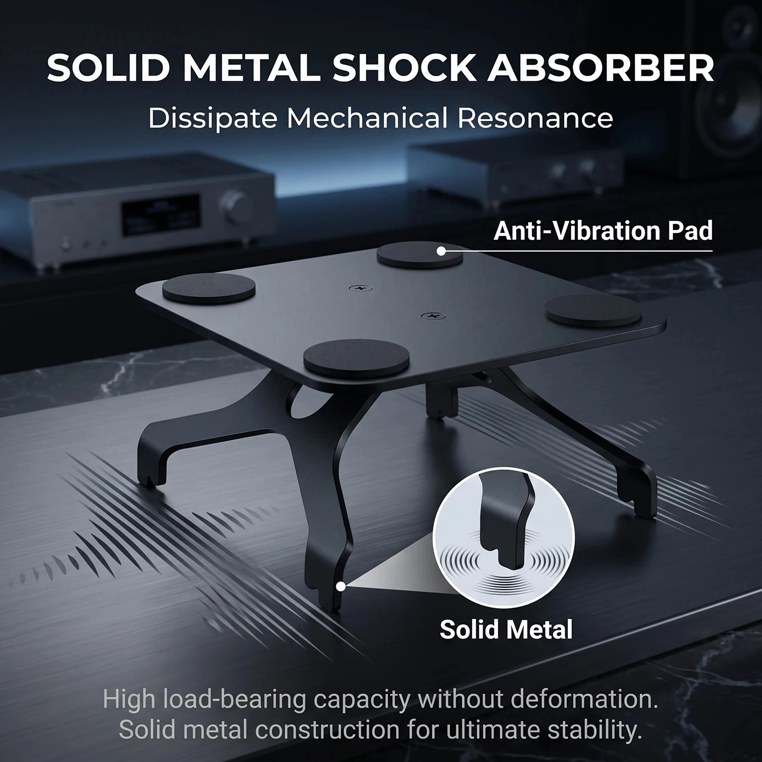 Aluminum Alloy 4‑Foot HIFI Speaker Stand, Shock‑Absorbing Desktop Speaker Support Bracket for Home Theater Stereo Audio System