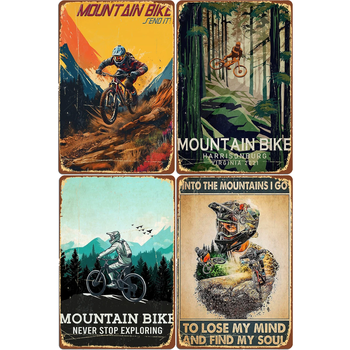 

Retro Mountain Bike Vintage Car Metal Sign Poster Garage Decoration Room Decor Car Club Tin Home Decor