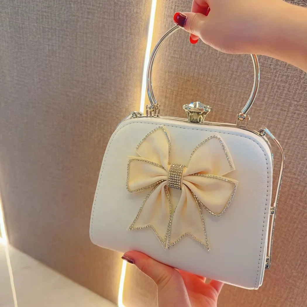 

2025 Rhinestones Clutch Purses for Women Evening Bag Small Handbag for Women Bow Tie Bags Crossbody Chain Bag for Wedding Party