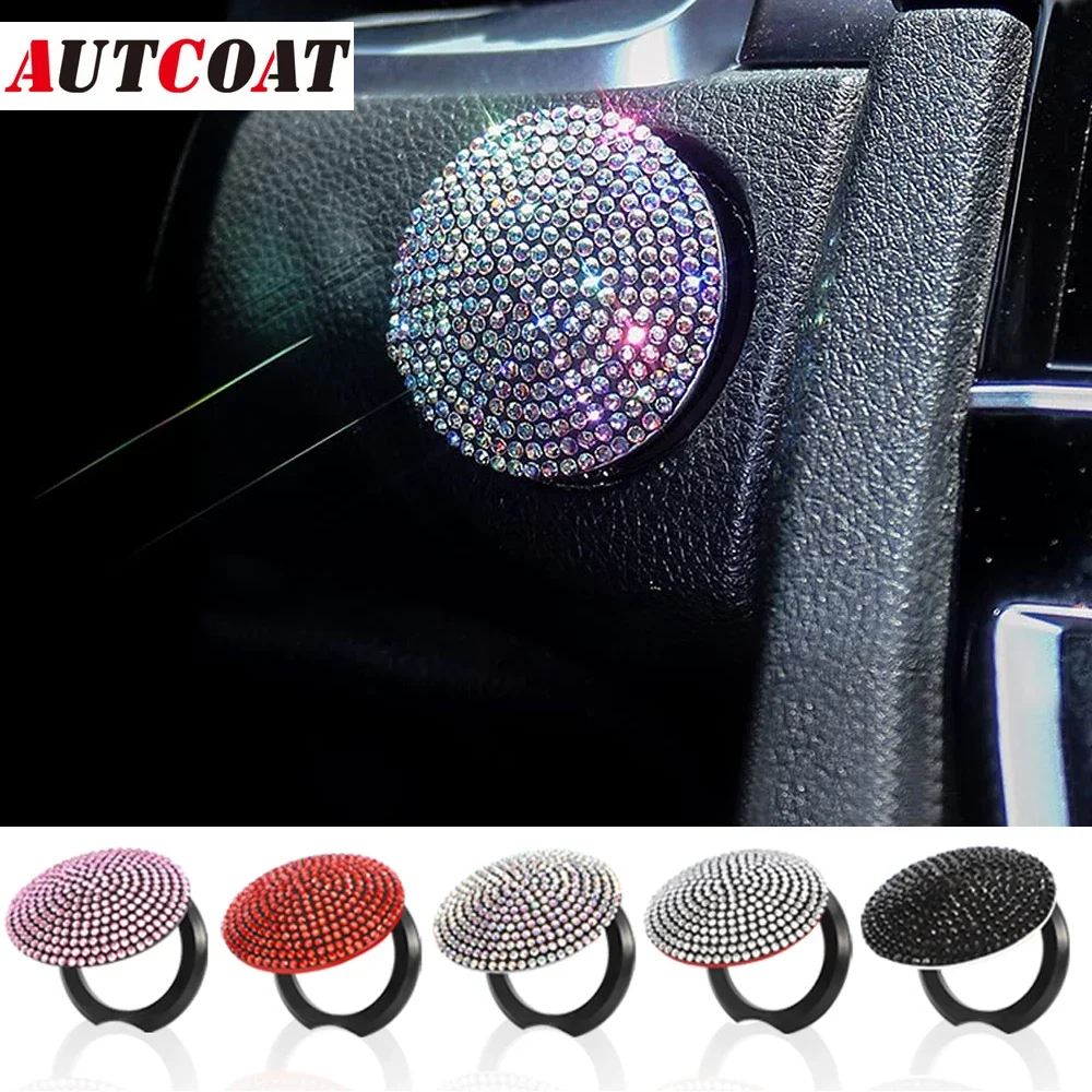 Bling Car Engine Start Stop Button Cover,Universal Rhinestone Push Start Button Cover Anti-Scratch Car Engine Decoration Sticker