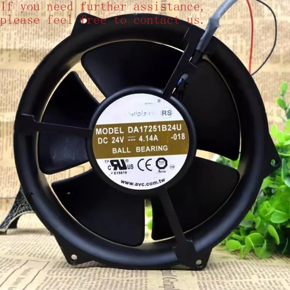

For Taiwan Qihong AVC 17251 24V 4.14A large air volume variable frequency fan DA17251B24U 17CM