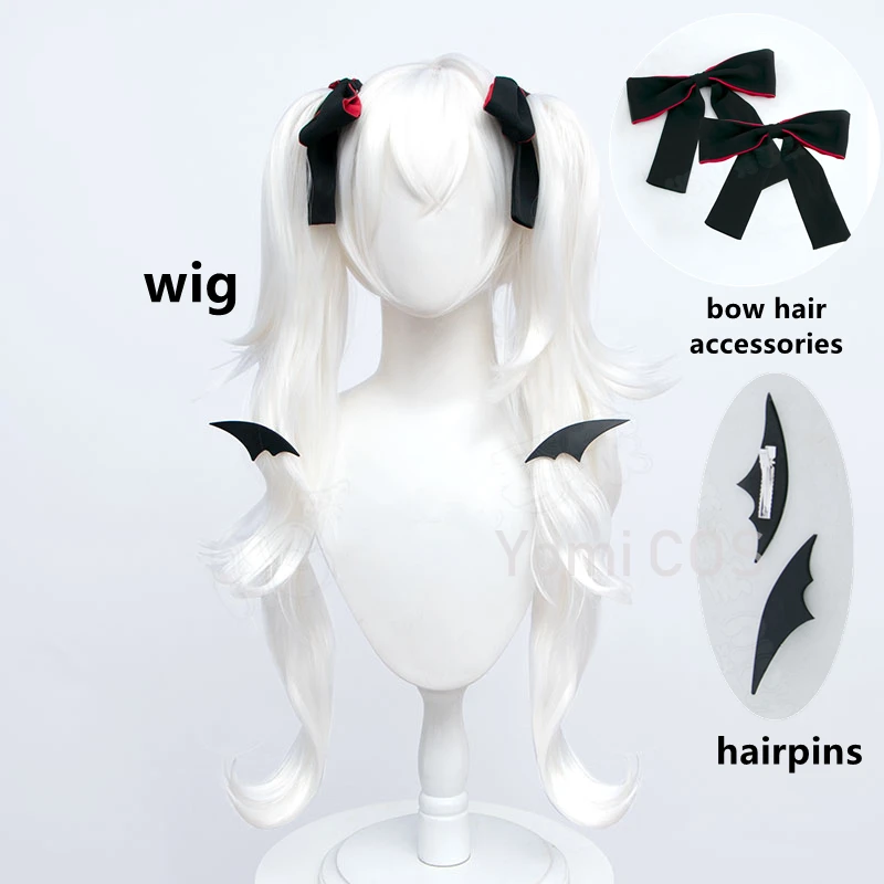 VTuber Kuzuha Sanya Wig NIJISANJI Cosplay Royal Female Women Youtuber Girls Long Curly Pigtails Silver White Heat Resistant Hair